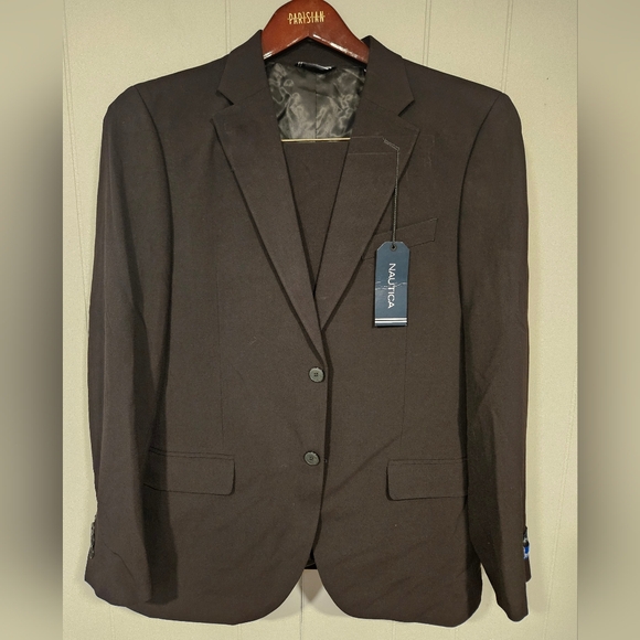 Nautica Modern Fit Two Piece Suit 38R Jacket 32x30 Pant Black Active Stretch NWT